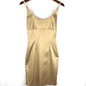April USA Gold Satin Y2K‎ Empire Sheath Dress Women's Untagged Small NYE Party